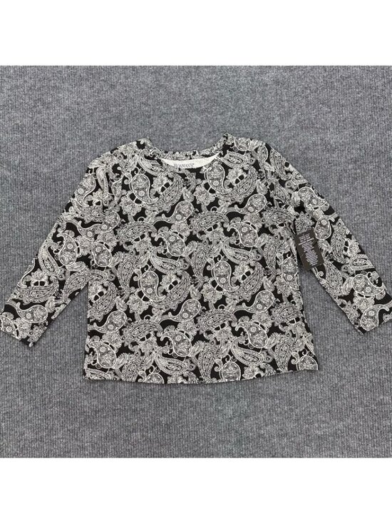 Roman's Tops - Romans Long Sleeve Paisley Print Shirt Tee 100% Cotton Womens size Large 18/20